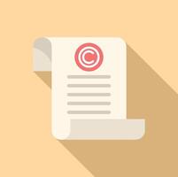 derechos de autor ley papel icono plano . trabajo impuesto civil vector