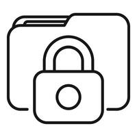 Locked data folder icon outline . Copyright protection vector