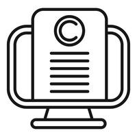 Smart copyright protection icon outline . Online monitor protect vector