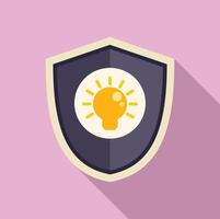 Copyright shield idea protection icon flat . Online digital data vector