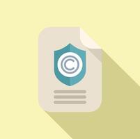 Copyright protection document icon flat . Online right vector