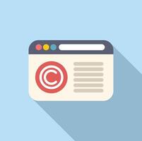 Copyright law web page icon flat . Online protection vector