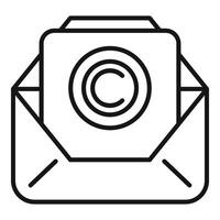 derechos de autor correo impuesto icono contorno . composición licencia vector