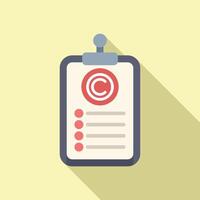 Clipboard copyright points icon flat . Online protection vector
