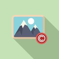 Picture mountains landscape copyright icon flat . Legal protection vector
