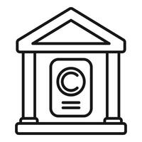 Copyright law document icon outline . Legal court building vector