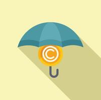 Copyright umbrella protection icon flat . Client work brand vector
