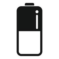 Half status battery icon simple . Cell half mobile vector