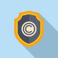 Copyright shield protection icon flat . Civil tax vector
