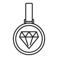 Diamond loyalty reward medal icon outline . Exclusive member vector