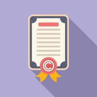 Copyright law certificate icon flat . Civil decision vector