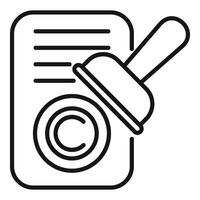 Copyright law stamp paper icon outline . Civil tax vector