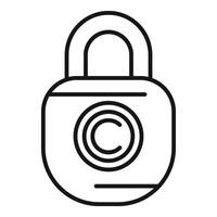 Smart copyright padlock icon outline . Online brand protect vector