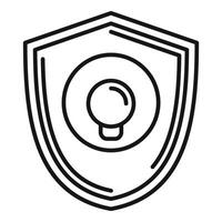 Copyright shield idea protection icon outline . Online digital data vector