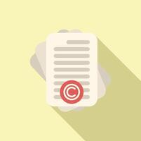 Copyright papers icon flat . Approved brand client vector