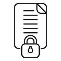 Data protection padlock icon outline . Copyright protect vector