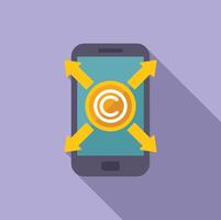 Copyright phone information icon flat . Modern protection vector