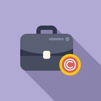 Copyright protection law bag icon flat . Business practice vector