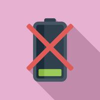 No charging battery icon flat . Cell gauge mobile vector