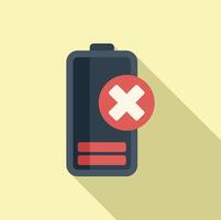 Electro charging battery icon flat . Broken element vector