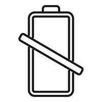 Empty battery bank icon outline . Mobile electric low vector