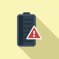 Attention empty battery icon flat . Charging process vector