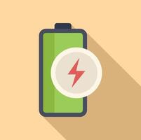 Full battery charging icon flat . Volt strength vector