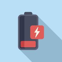 Low energy battery flow icon flat . Electric power vector