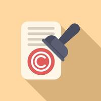 Copyright law stamp paper icon flat . Civil tax vector