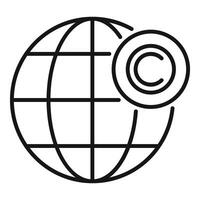 Global copyright law icon outline . Brand protect vector