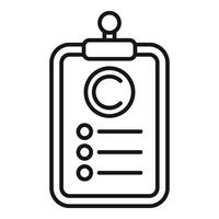 Clipboard copyright points icon outline . Online protection vector