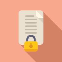 Data protection padlock icon flat . Copyright protect vector