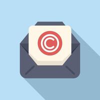 derechos de autor correo impuesto icono plano . composición licencia vector