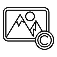 Picture mountains landscape copyright icon outline . Legal protection vector