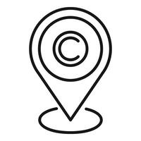 Copyright law tax location icon outline . Data information vector