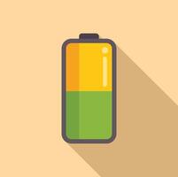 Half status battery icon flat . Cell half mobile vector