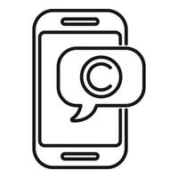 Message online copyright law icon outline . Tax civil vector