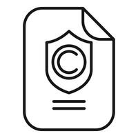 Copyright protection document icon outline . Online right vector