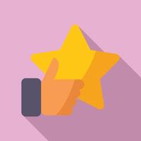 Thumb up star system icon flat . Loyalty program vector