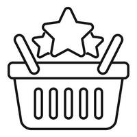 Shopping basket stars icon outline . Stars rating vector