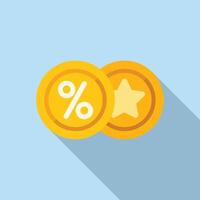 Digital rewards coins icon flat . Cashback program vector