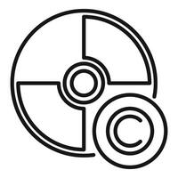 Compact disc copyright icon outline . Electronic protection vector