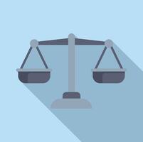 Legal scales law icon flat . Copyright decision vector