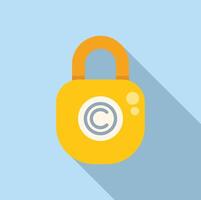 Smart copyright padlock icon flat . Online brand protect vector