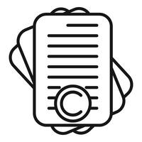 Copyright papers icon outline . Approved brand client vector