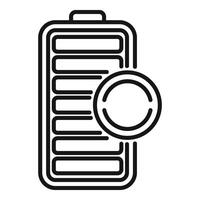 Recharging new battery icon outline . Power acid alkaline vector