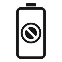 No charging battery icon simple . Low power vector