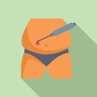 Liposuction injection fat body icon flat . Surgeon procedure vector
