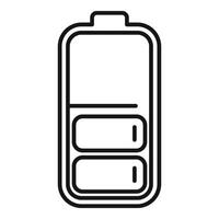 Half battery charge icon outline . Power low vector
