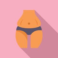 Obese body liposuction icon flat . Clinic operation vector